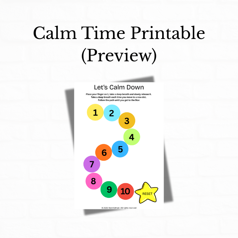 preview of 5-minute calm time printable for kids