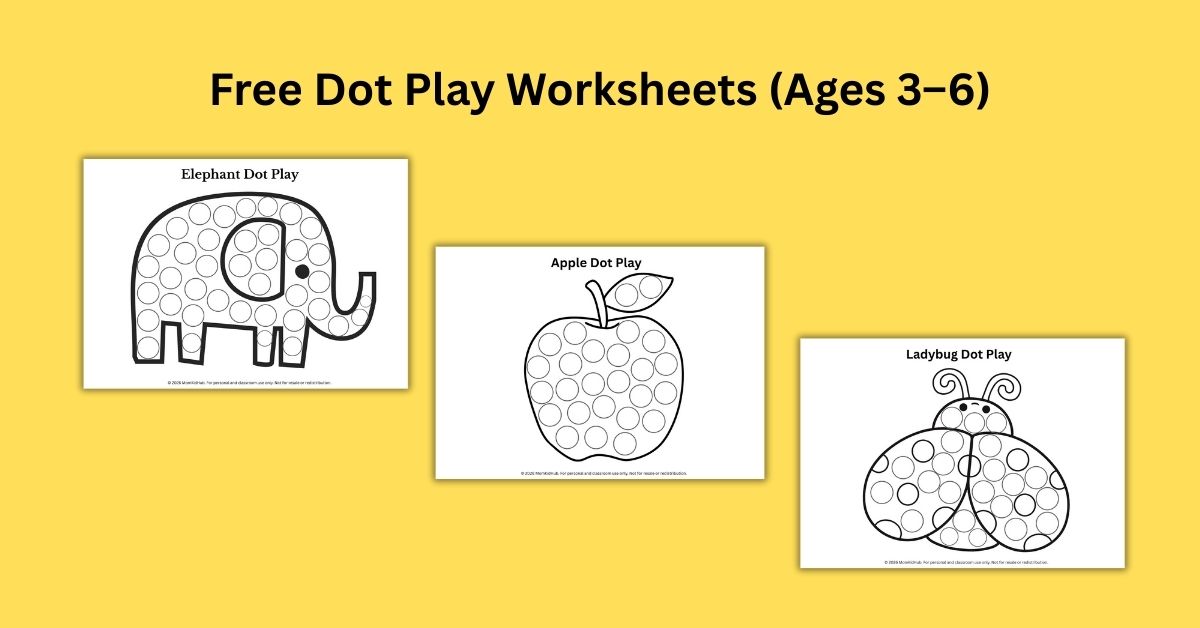 Free Dot Play Worksheets for Kids (Fine Motor, Counting & Creative Play)