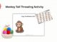 Monkey threading printable worksheet for kids fine motor activity