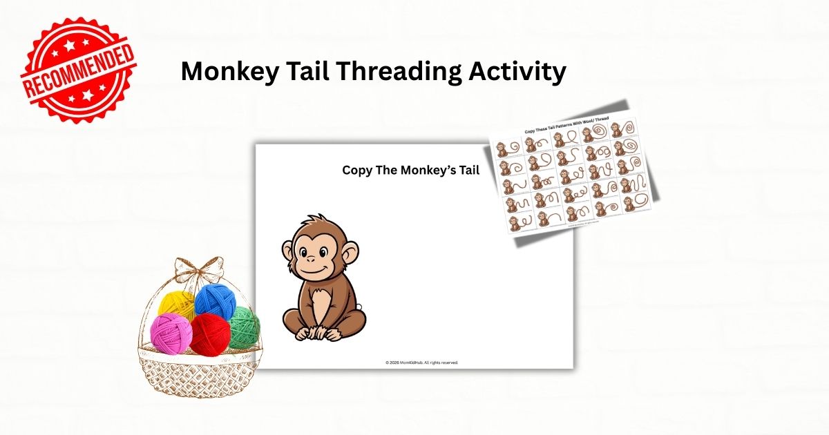Monkey Tail Threading Activity for Kids (Free Printable)