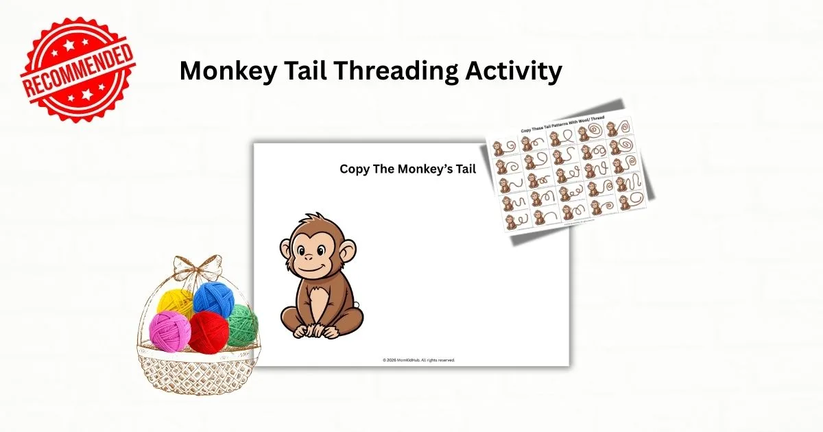 Monkey Tail Threading Activity for Kids (Free Printable)