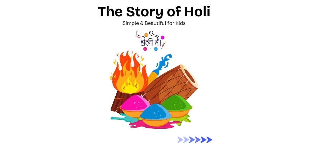 Story of Holi for kids illustration showing festival meaning