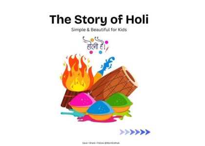 Story of Holi for kids illustration showing festival meaning