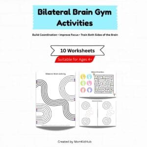 bilateral brain gym worksheets for kids printable