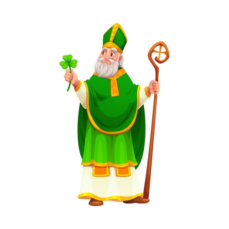 saint patrick illustration explaining shamrock to people