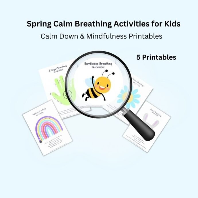 spring breathing exercises for kids printable mindfulness worksheets bundle