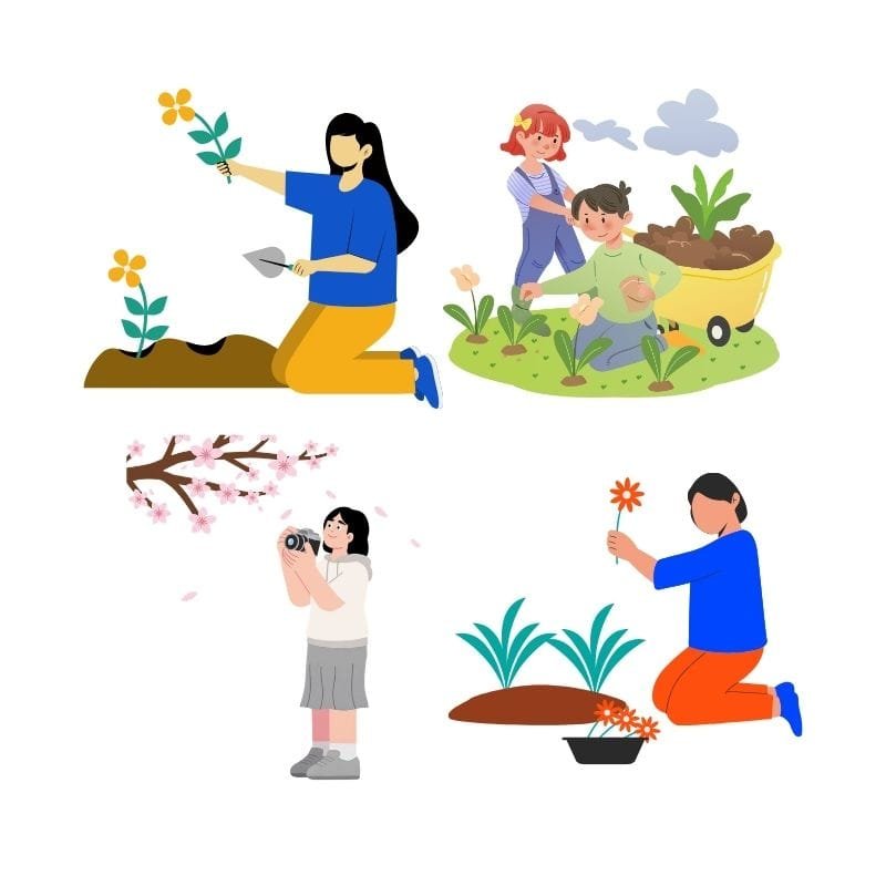 spring season for kids with flowers and outdoor activities