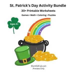 St Patrick's Day worksheets bundle for kids with 30+ printable learning activities