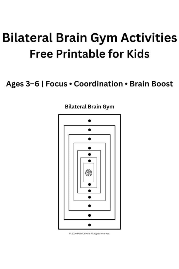 Free Bilateral Brain Gym Printable for Kids | Brain Activity PDF