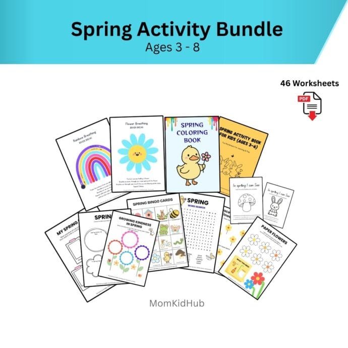 spring activity bundle for kids printable worksheets 46 pages preschool learning activities