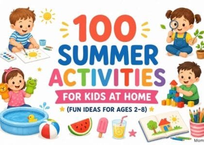 100 Summer Activities for Kids at Home – Fun indoor and outdoor play ideas for toddlers, preschoolers, and kids ages 2–8.