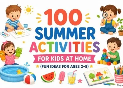 100 Summer Activities for Kids at Home – Fun indoor and outdoor play ideas for toddlers, preschoolers, and kids ages 2–8.