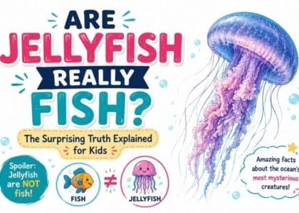 Are jellyfish really fish? Colorful jellyfish illustration explaining why jellyfish are not true fish in a fun, kid-friendly way.