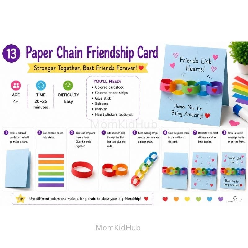 Paper Chain Friendship Card Idea for Kids with Easy DIY Craft Instructions