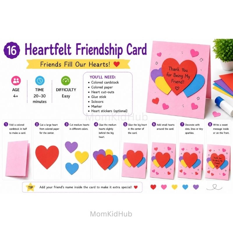 Heartfelt Friendship Day Card for Kids with Easy Handmade Card Tutorial