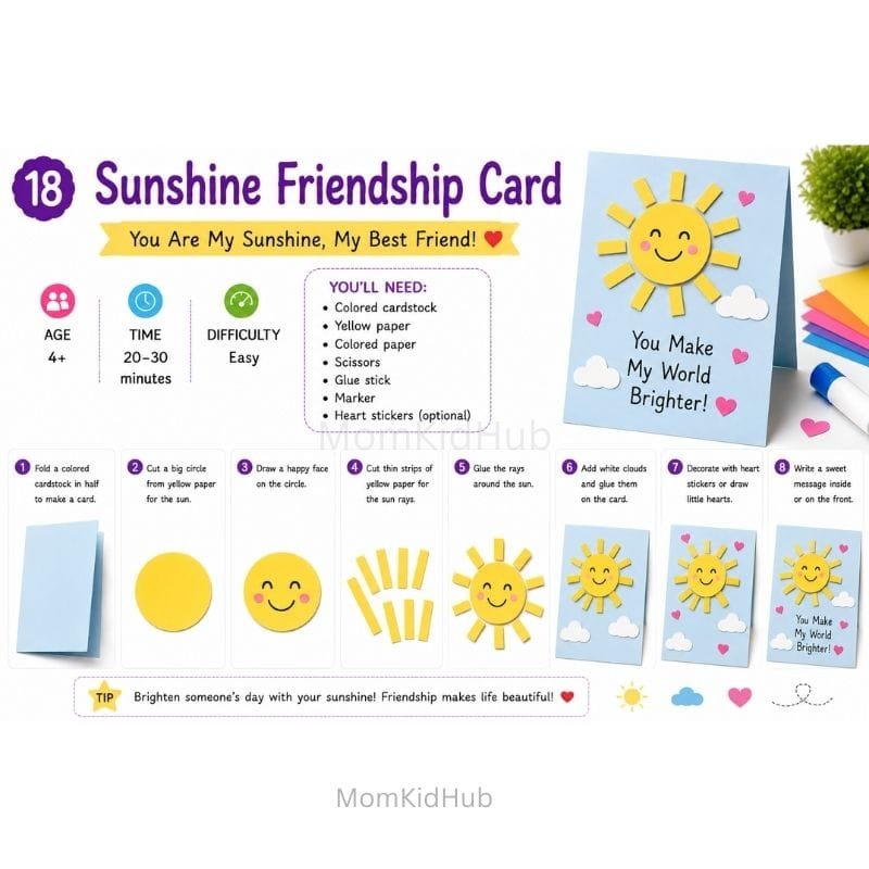 Sunshine Friendship Day Card Craft for Kids with Easy Paper Craft Instructions