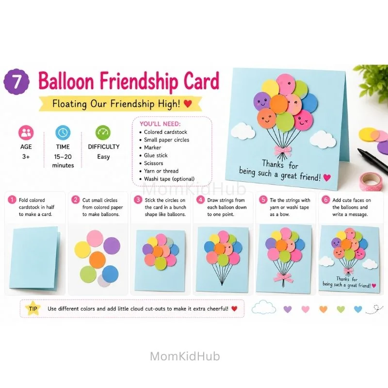 Easy Button Friendship Day Card Craft for Kids with DIY Paper Card Tutorial