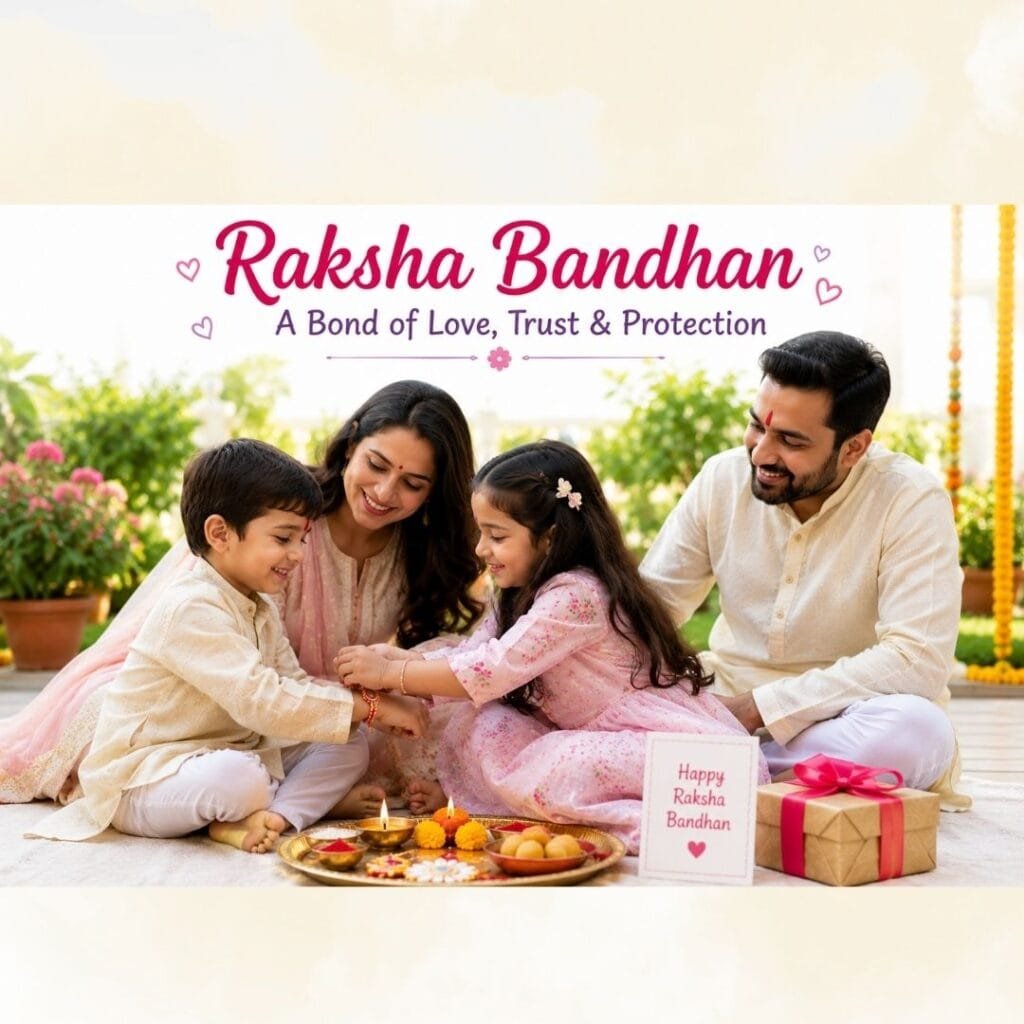 Family Celebrating Raksha Bandhan with Kids