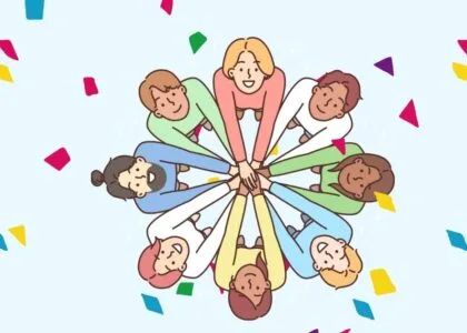 Two happy children exchanging friendship bands while celebrating Friendship Day, representing kindness, sharing, and friendship.