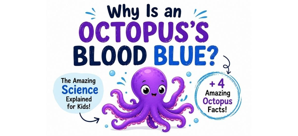 Why is an octopus's blood blue? Cute octopus illustration explaining blue blood for kids.