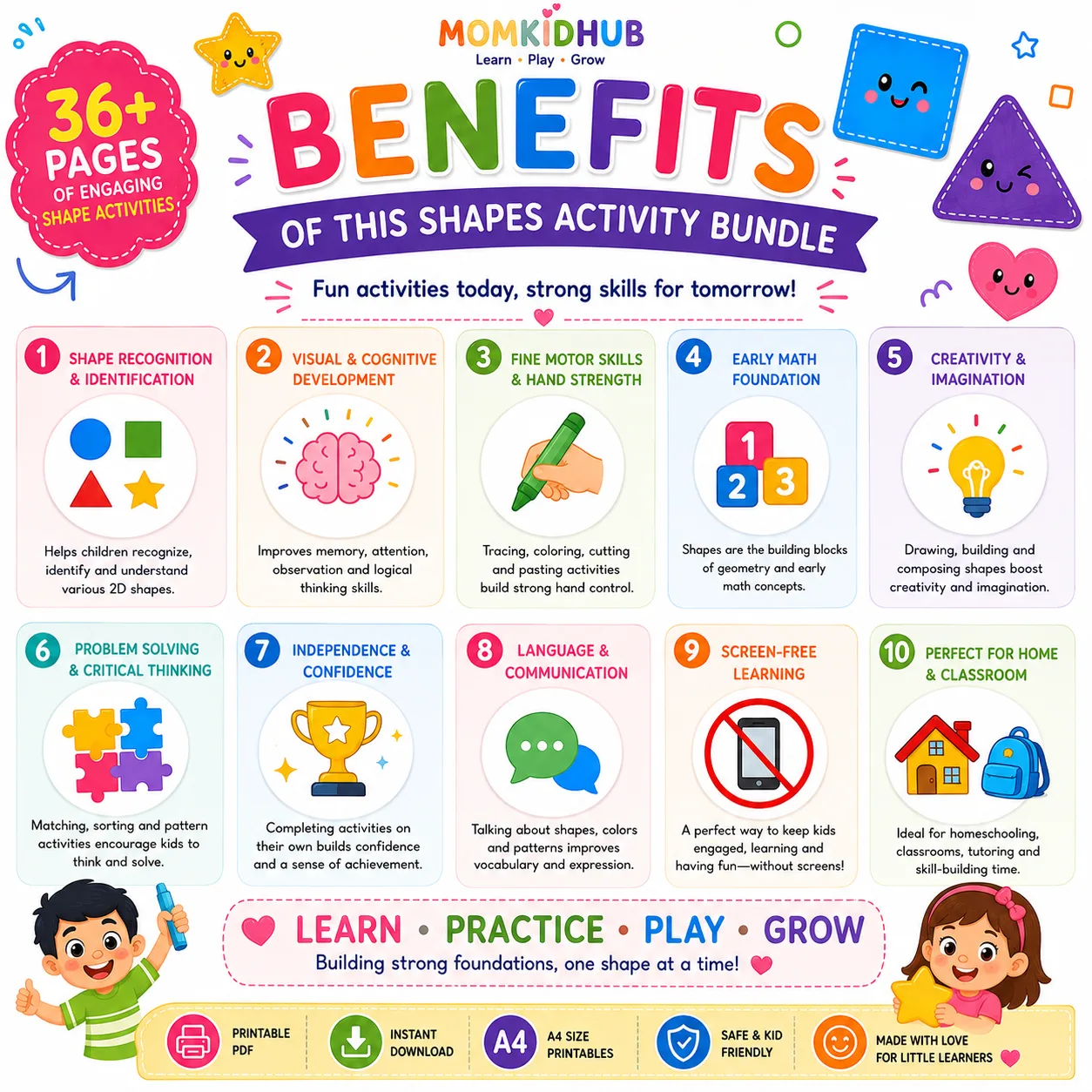 Benefits of printable shape worksheets for kids