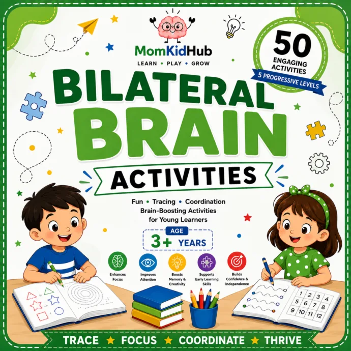 Bilateral brain activities for kids – 50 printable worksheets for ages 3+