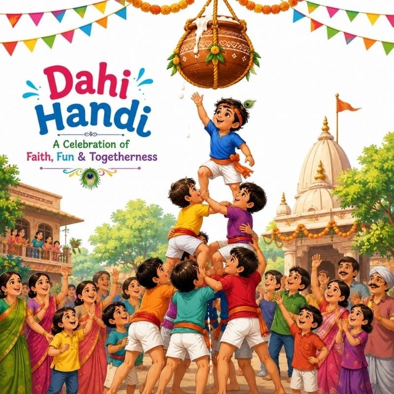 Children celebrating Dahi Handi during Janmashtami in a safe and festive setting